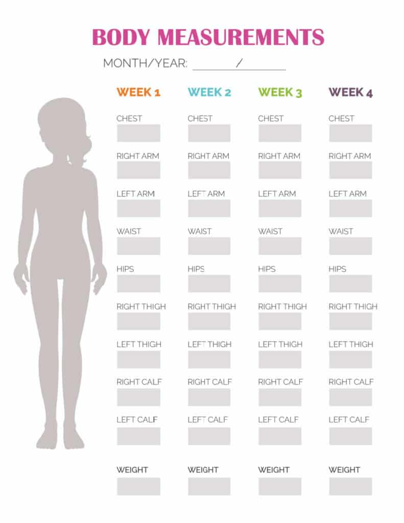 female printable body measurement chart